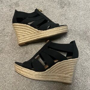 Merona black high heeled wedges